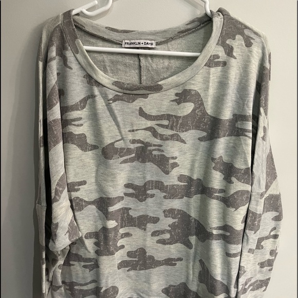 Soft camouflage off the shoulder sweater - Picture 1 of 1